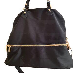 Anthropologie DL + ACTIV Bag Black Gold Zippers Shoulder Crossbody Gym Workout